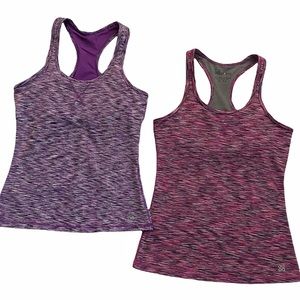 2 (S) Actra racerback workout gym tanks, purple pink